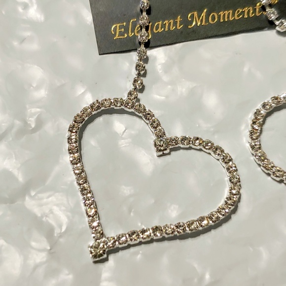 Rhinestone Heart Earrings - Picture 2 of 6